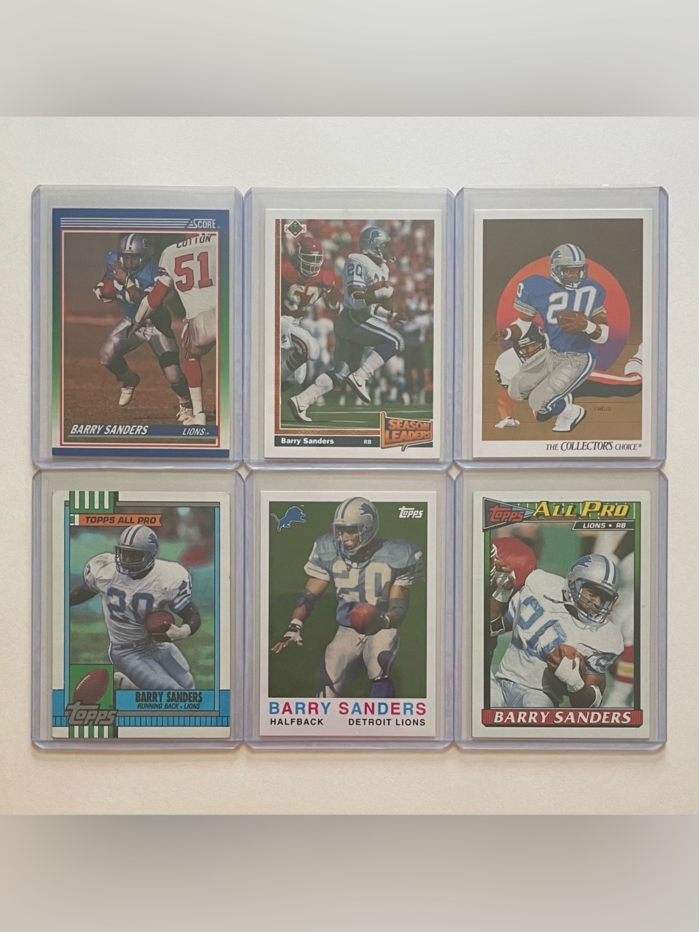 Lot of 6 Barry Sanders Detroit Lions NFL Football Cards